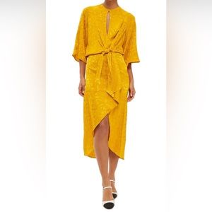 Topshop Knot Front Floral Jacquard Midi Dress